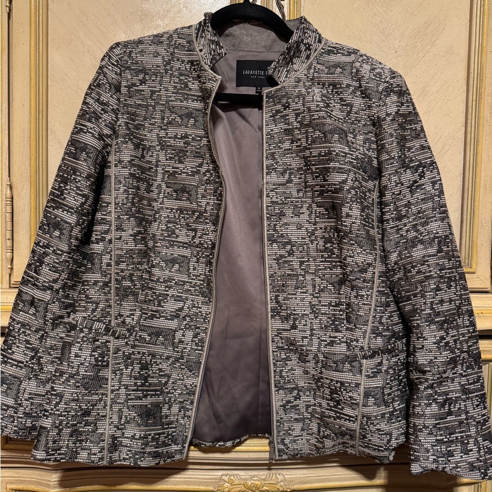Lafayette 148 New York Elegant Black and Gray Jacket